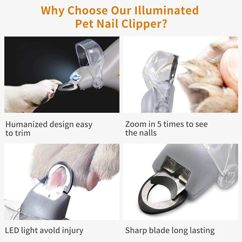 Cat Dog Nail Clippers Tool Scissors, Professional Pet Nail Clipper Scissors With LED Light, Nail Toeclaw Cutter Scissors