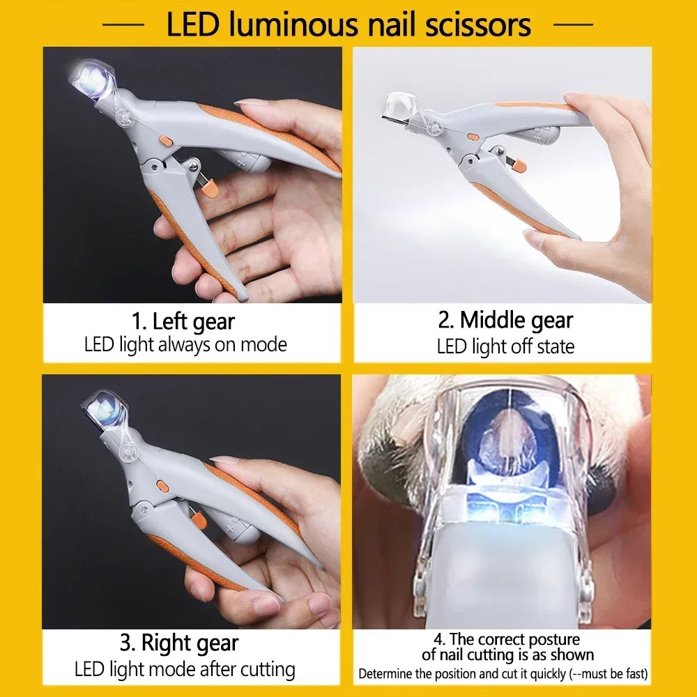 Cat Dog Nail Clippers Tool Scissors, Professional Pet Nail Clipper Scissors With LED Light, Nail Toeclaw Cutter Scissors