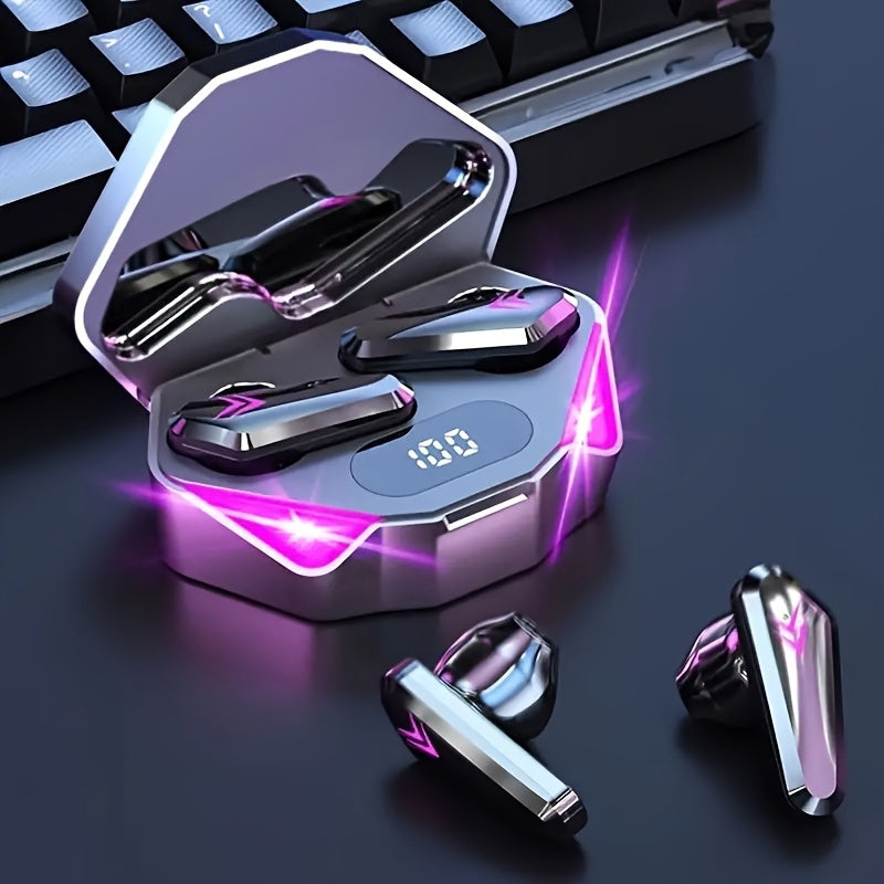 Bluetooth Earphones , Wireless Headset, Gamer Earbuds with Mic, Noise Cancelling, LED Display Headphones