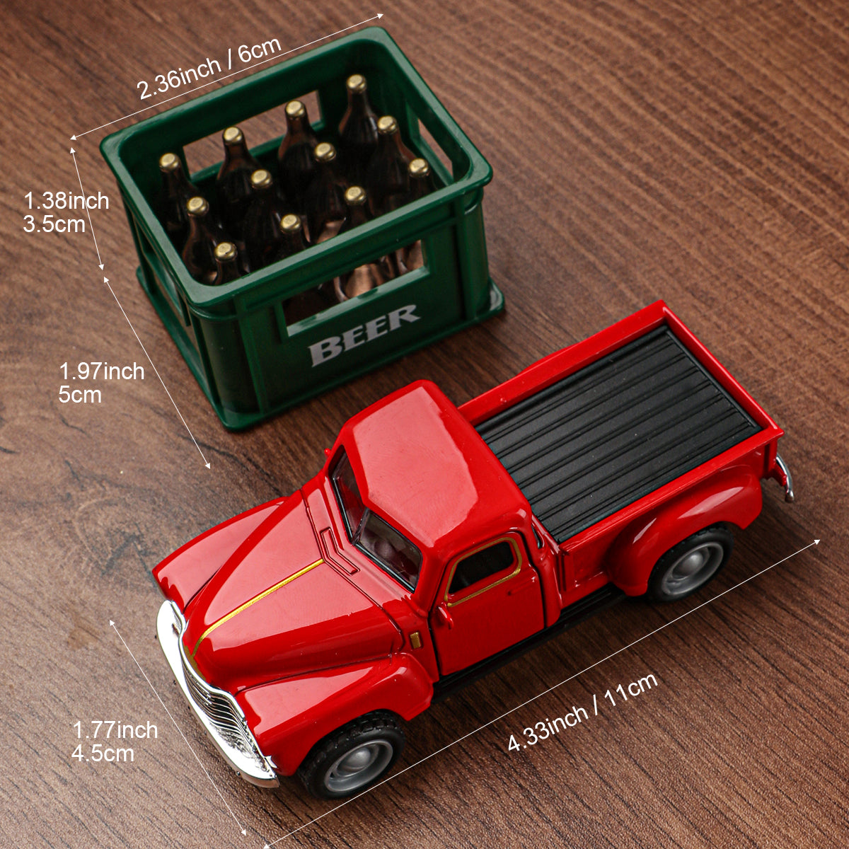 Creative Mini Pickup Truck Beer Crate, Set for Home Deco, Living Room and Office Table Decor