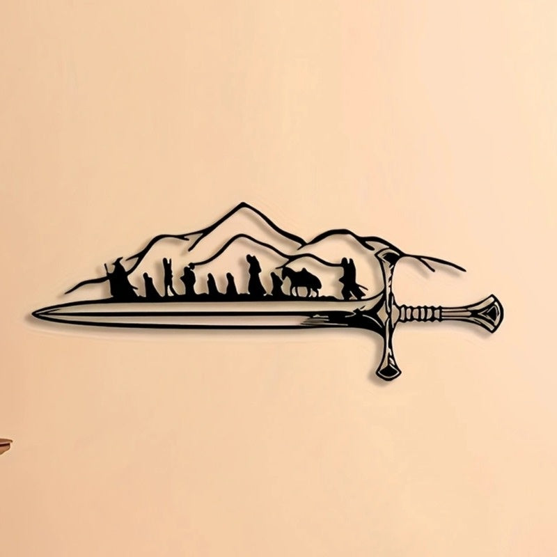 Metal Wall Art Retro Iron, The Fellowship of the Ring, Silhouette Mural Frodo and Sam, Fantasy Home Decoration