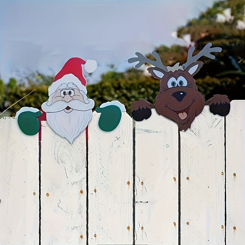 Christmas Fence Ornaments Santa Clause Peeker Yard Ornaments Indoor Outdoor DIY Festival Gift 1