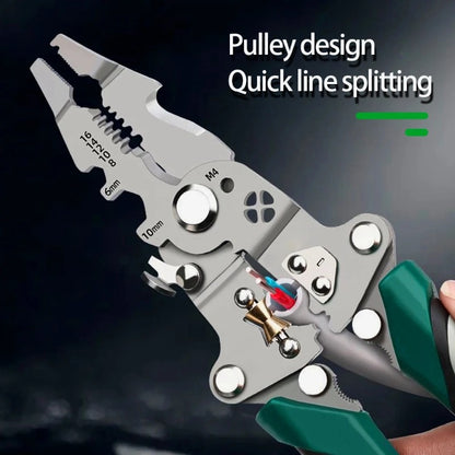 Electrician wire splitter, foldable wire stripper, pulley design multi-function, crimping pliers hand tool