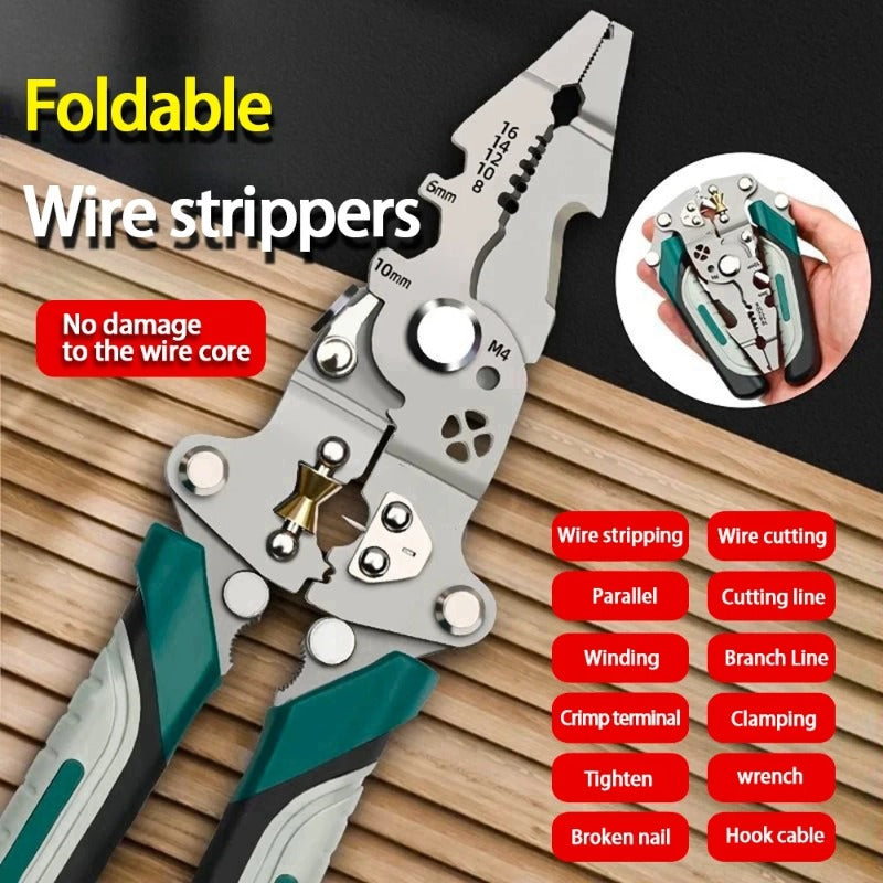 Electrician Wire Splitter Foldable Wire Stripper Pulley Design Multifunction Crimping Pliers Hand T 2