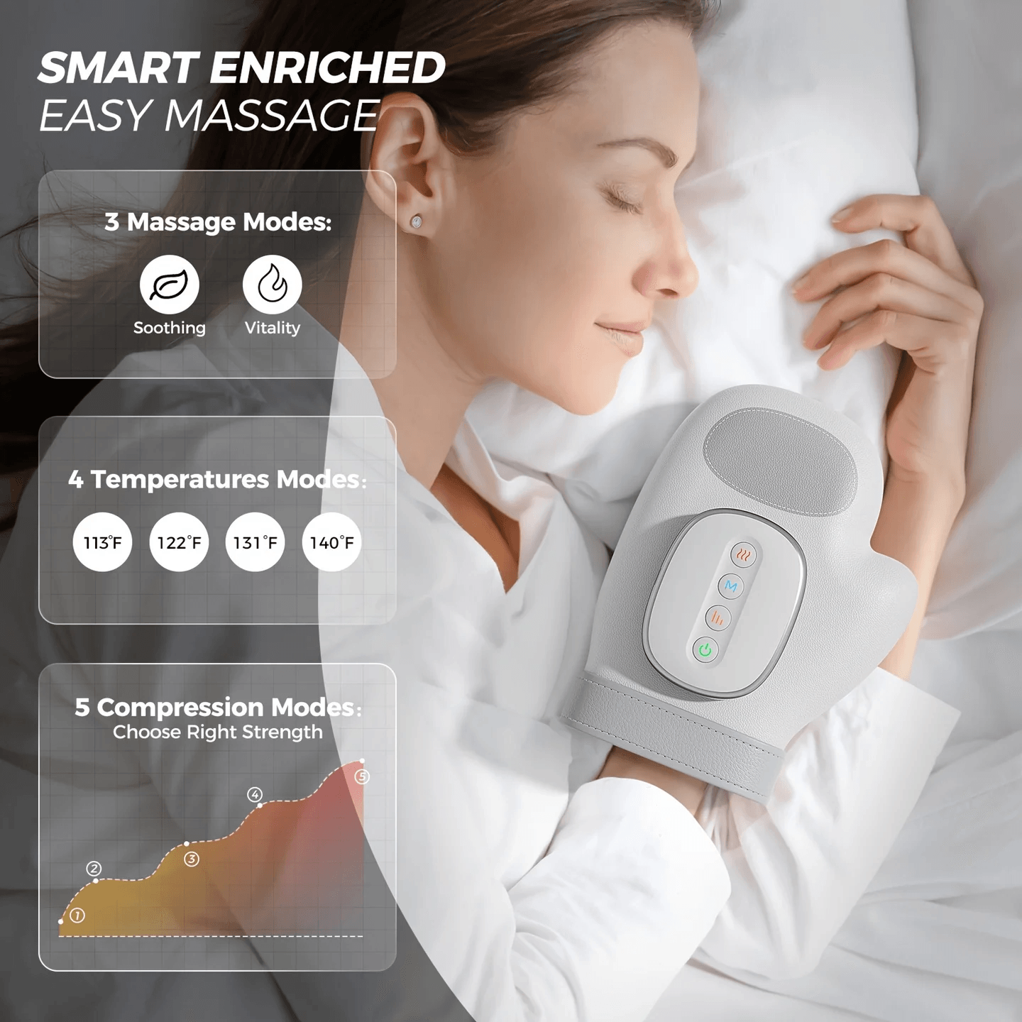 Carpal Tunnel Wrist Finger Massager Electric Hand Massager Airbag Compress Portable Vibrating Knead 4