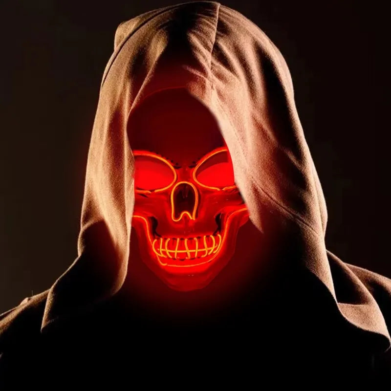 Halloween Adult Purification Mask LED Glowing Skull Cold Light Mask Terror Mask Role Playing Masque 2