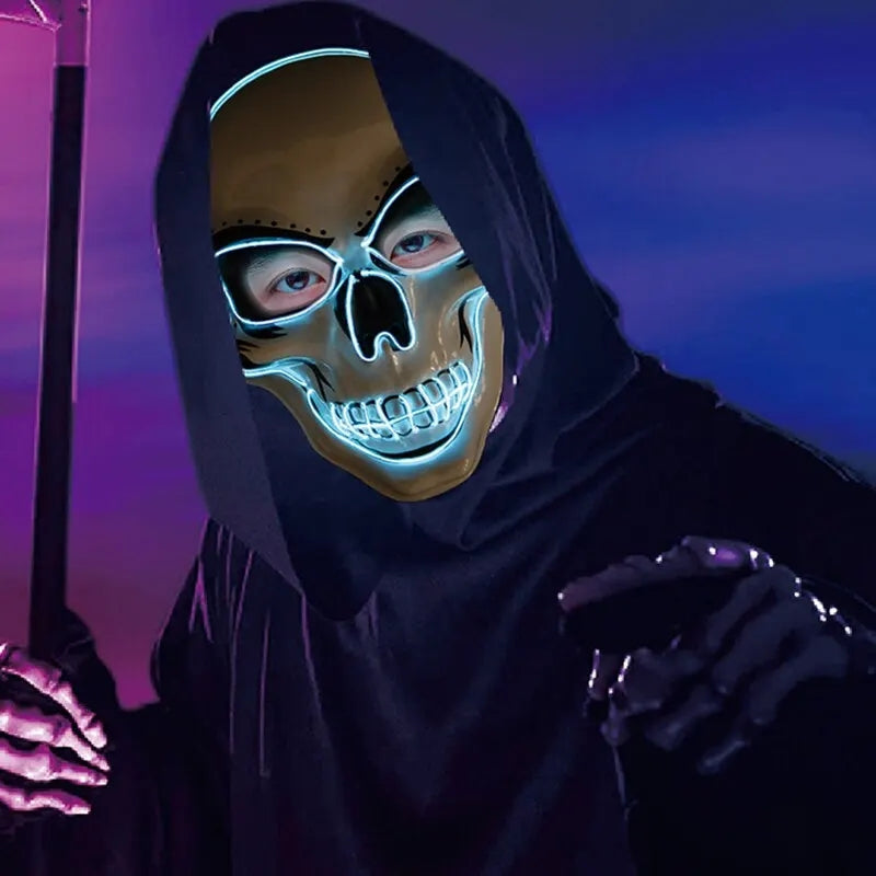 Halloween Adult Purification Mask LED Glowing Skull Cold Light Mask Terror Mask Role Playing Masque 3