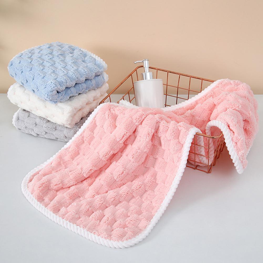 Coral Velvet Towel Cloud Grid Towel Soft Absorbent Thickened Bath Towel Household Face Washing Towe 3