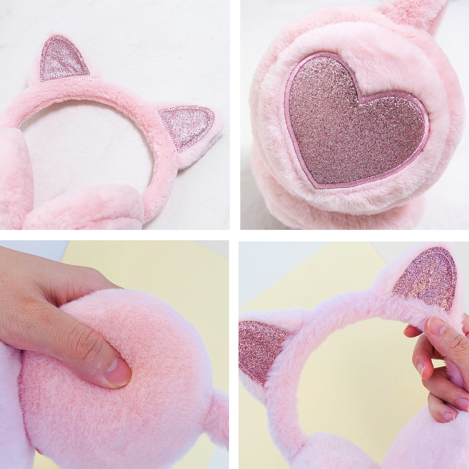 Fashion Solid Earflap Outdoor Cute Glitter Cat Ear Earmuff Soft Plush Warmer Winter Warm For Women  2