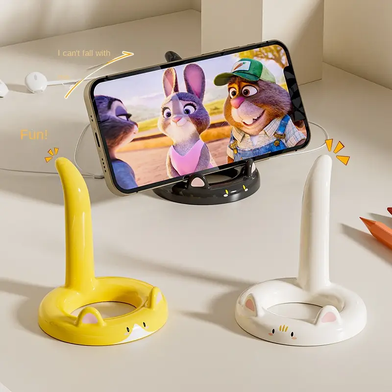 Adjustable Cartoon Cat Phone Stand, Cute Desktop Holder for Videos, Calls, Fits Most Smartphones