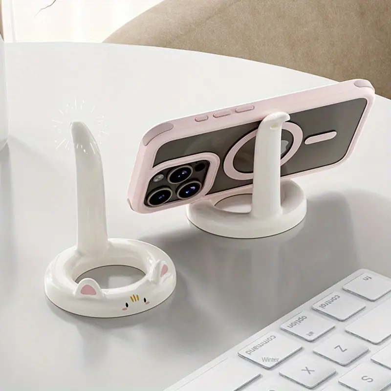 Adjustable Cartoon Cat Phone Stand Cute Desktop Holder For Videos Calls Fits Most Smartphones 3