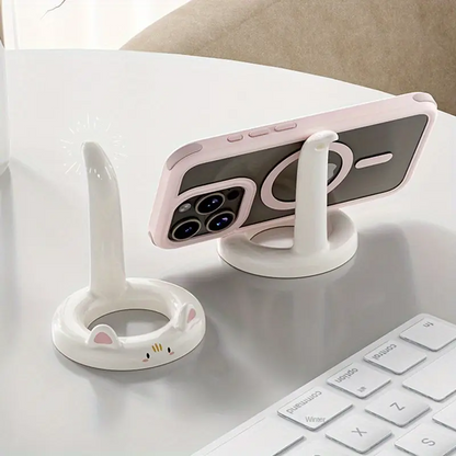 Adjustable Cartoon Cat Phone Stand Cute Desktop Holder For Videos Calls Fits Most Smartphones 3
