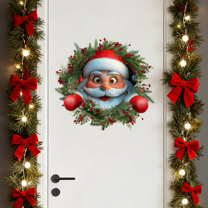 Santa Claus Wreath Stickers Christmas Home Decoration Wall Stickers Perfect For Decorating Christma 4