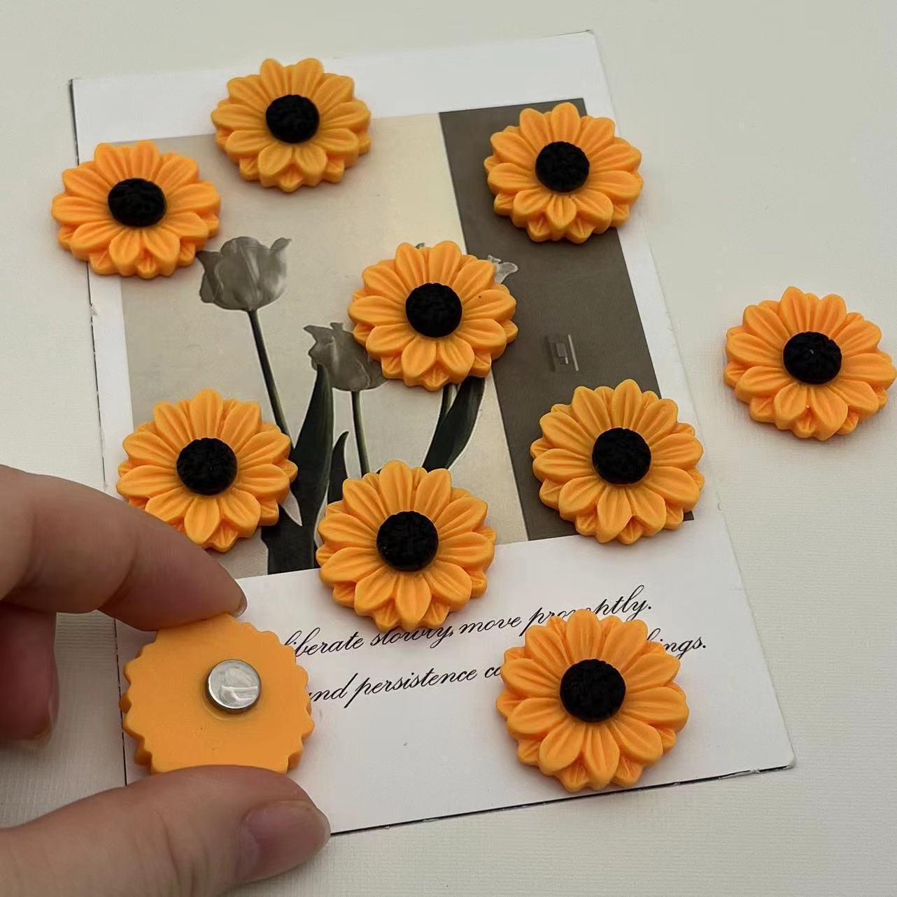 Sturdy Resin Sunflower Magnet, Kitchen Fridge Magnet, Office Organizer, Home Decoration Holiday Gifts