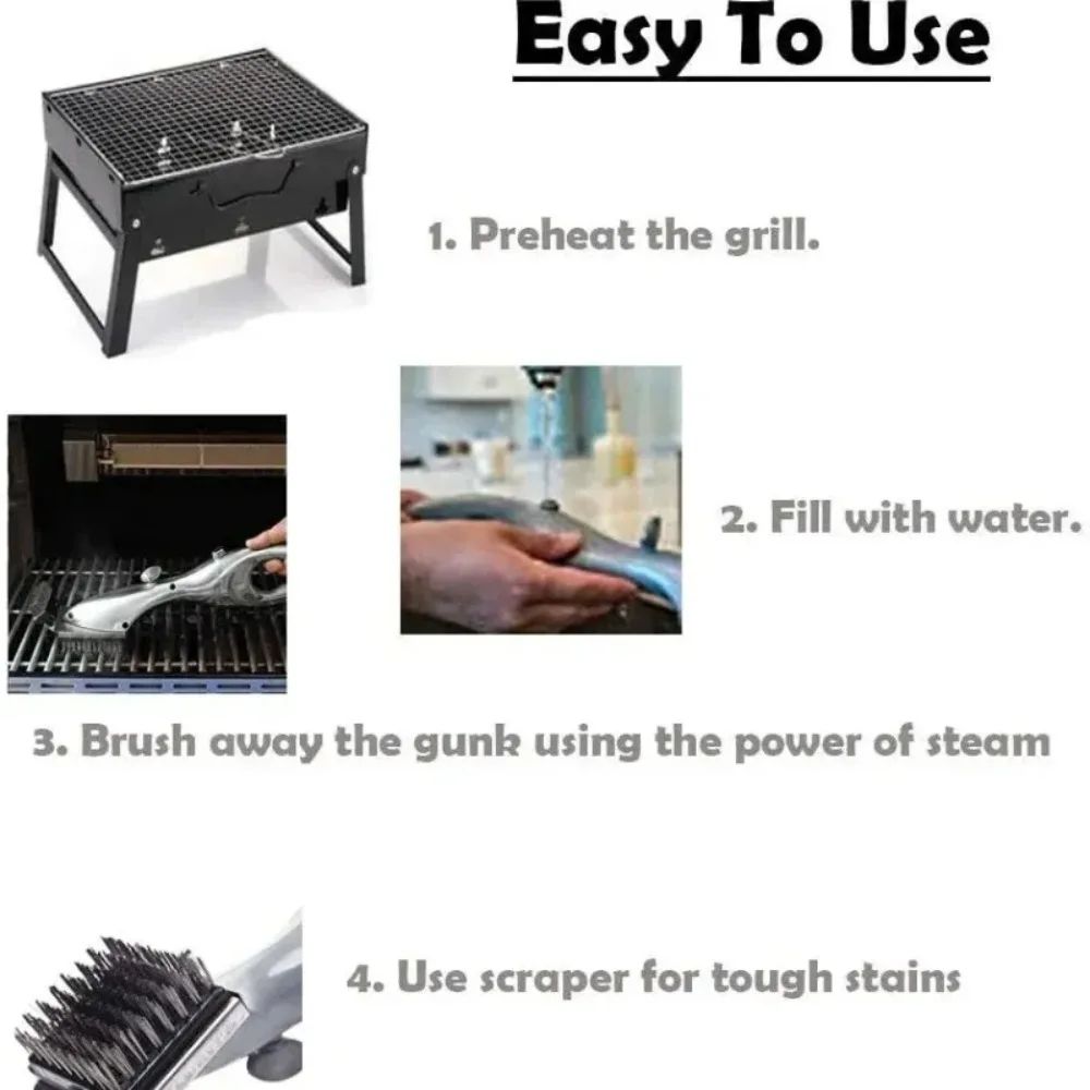 Stainless Steel BBQ Grill Steam Cleaning Brush For Outdoor Grills 4