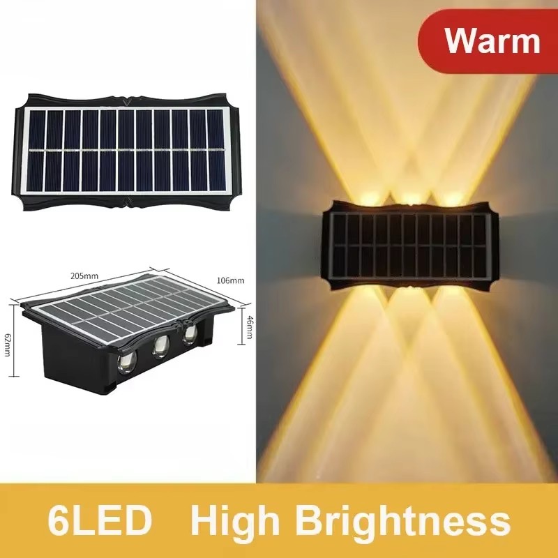Solar Wall Lamp Outdoor, Solar LED Light Waterproof, Up And Down Luminous Lighting, Balcony Yard Garden Decoration Light