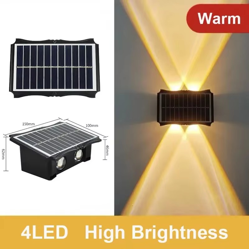 Solar Wall Lamp Outdoor, Solar LED Light Waterproof, Up And Down Luminous Lighting, Balcony Yard Garden Decoration Light