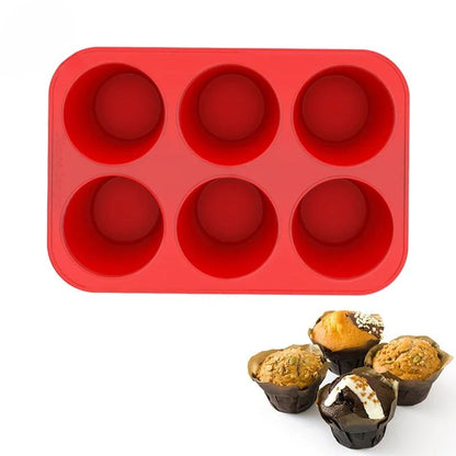 6 Cup Silicone Jumbo Muffin Pan Large Cupcake and Popover Baking Tray