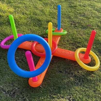 FamilyFriendly Ring Toss  Stacking Game  Indoor  Outdoor Ring Throw Toy Set 3