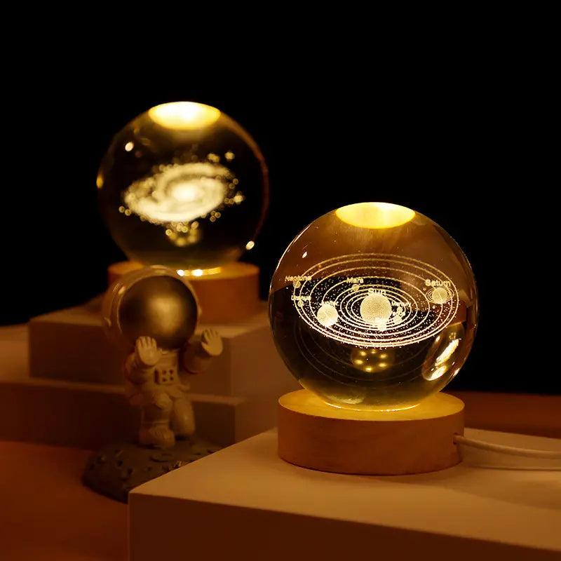 Moon Planet Galaxy Table Lamp Kids LED Crystal Ball Toys Educational Decor Party Birthday Xmas Gift