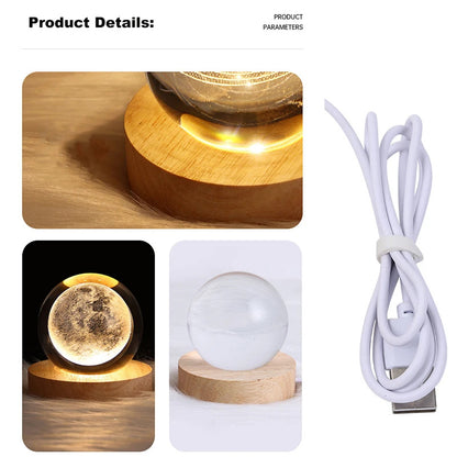 Moon Planet Galaxy Table Lamp Kids LED Crystal Ball Toys Educational Decor Party Birthday Xmas Gift