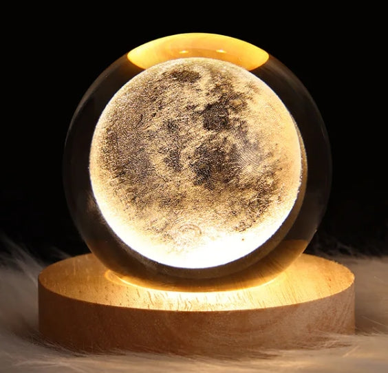 Moon Planet Galaxy Table Lamp Kids LED Crystal Ball Toys Educational Decor Party Birthday Xmas Gift