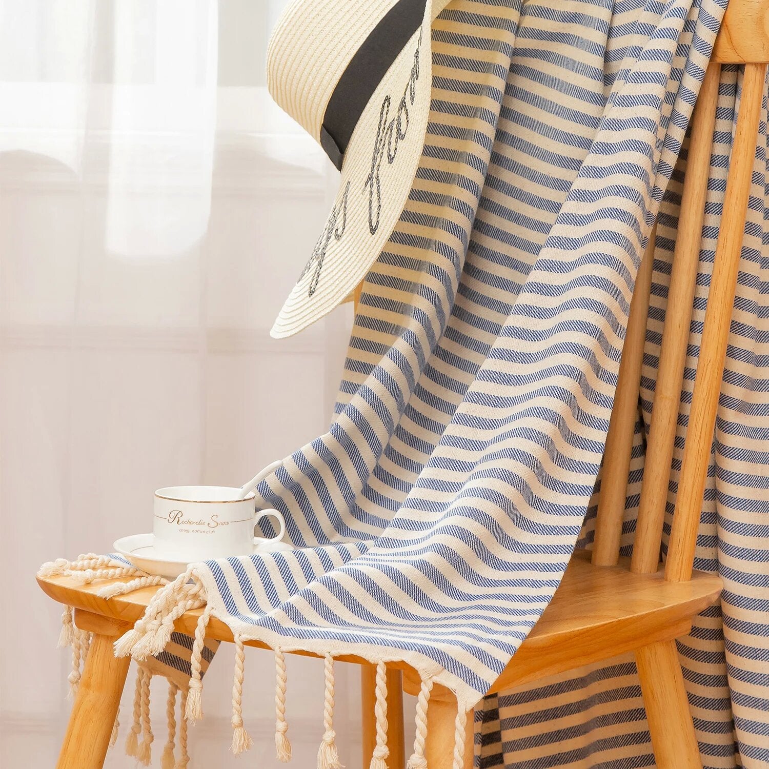 Luxury Cotton Spa Towel Striped Tassel Design Large Beach Towel For Home Travel Sauna Bath Comfort 3