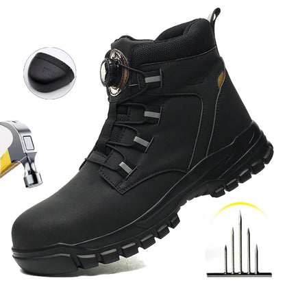 Indestructible Steel Toe Work Boots, Waterproof Safety Boots Men, Stab resistant Anti smash Safety Shoes Biker Style