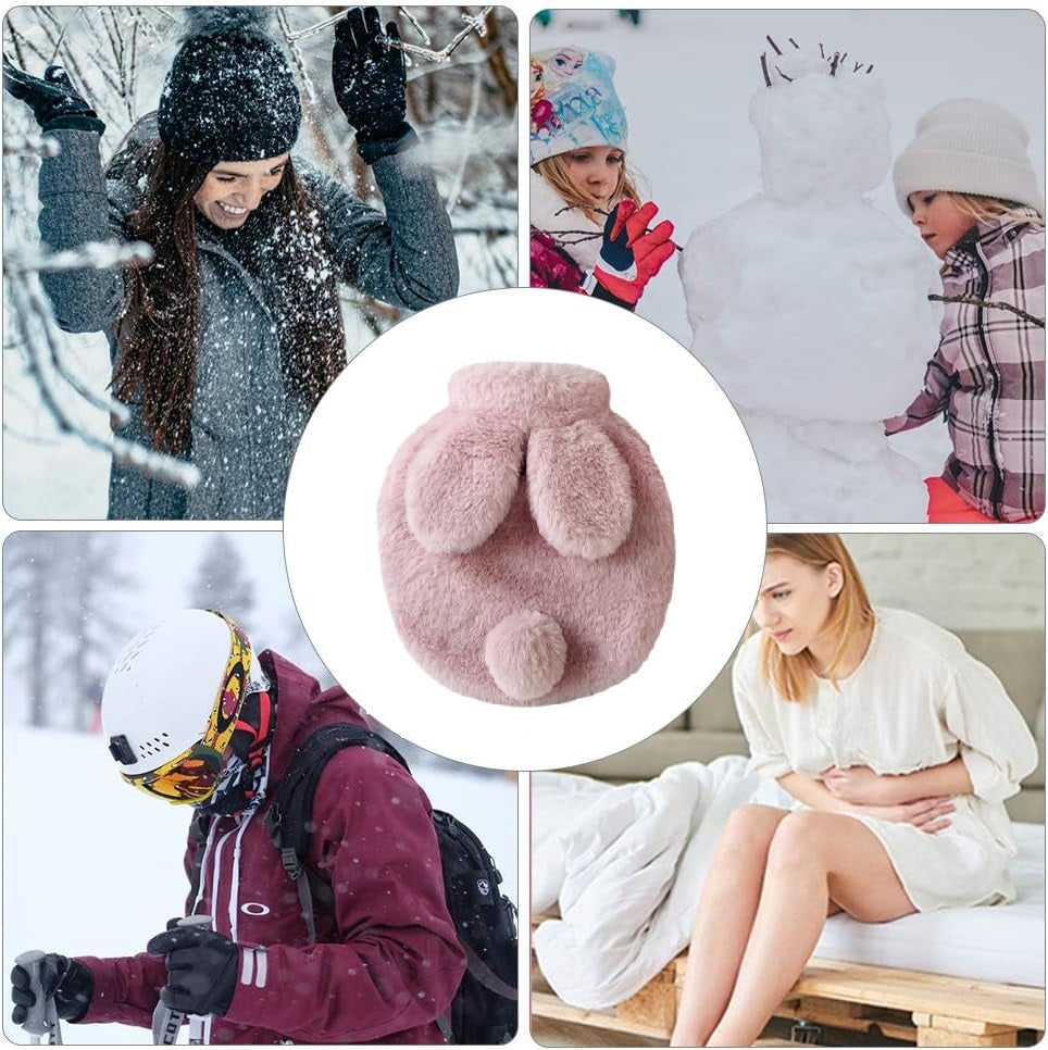 Hand Feet Warmer, Cute Plush Rabbit Hot Water Bag with Cover For Winter, Reusable Hot Water Jug Bottle