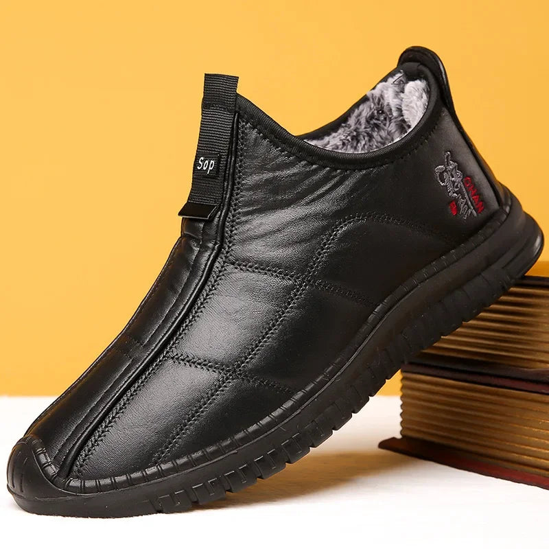 Warm waterproof winter mens boots, non slip thick walking boots platform boots oversized work shoes for men aged