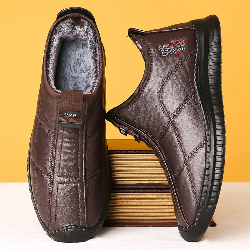 Warm Waterproof Winter Mens Boots Non Slip Thick Walking Boots Platform Boots Oversized Work Shoes  1