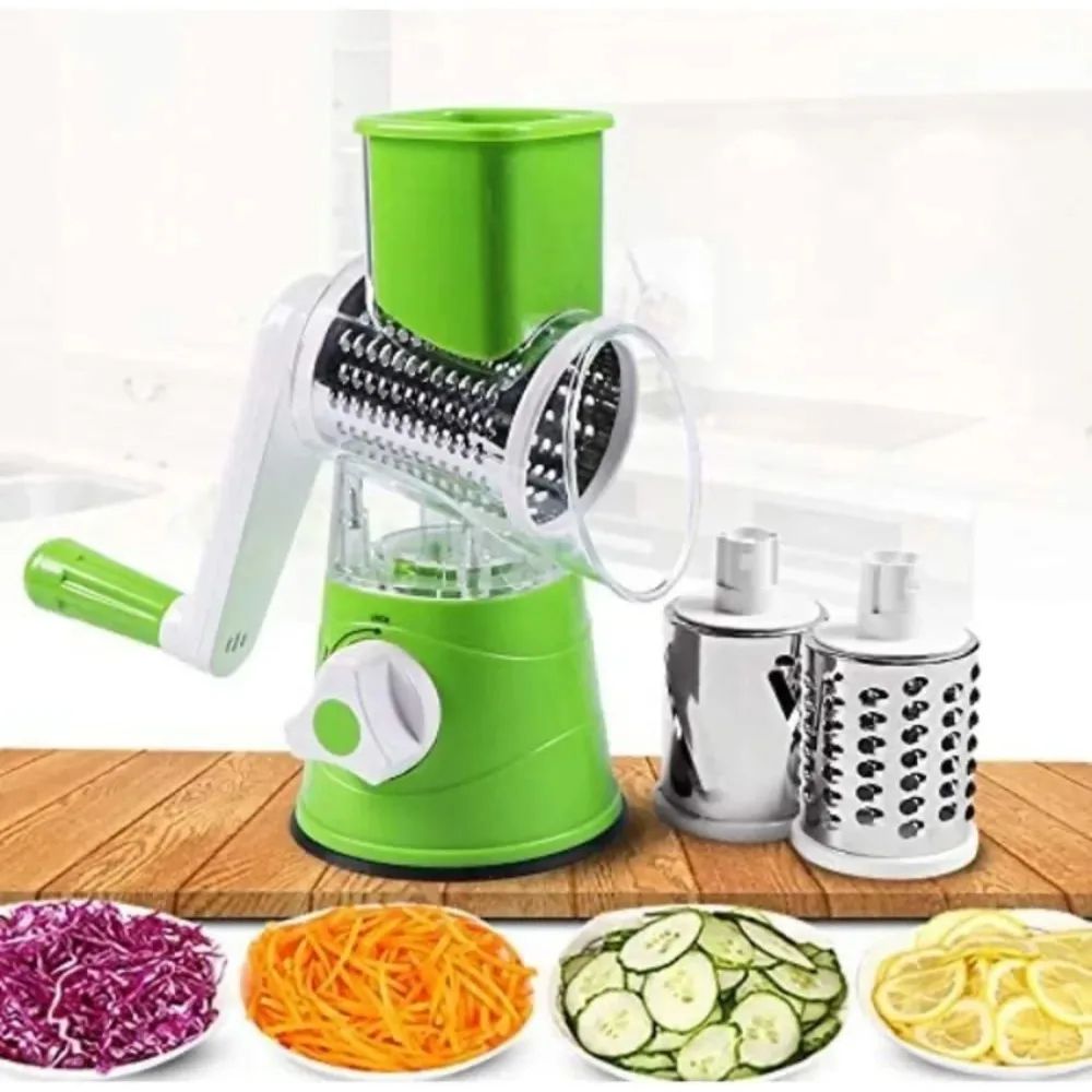 Rotary Vegetable Cutter Kitchen Shredder with Handle and Drum Blades
