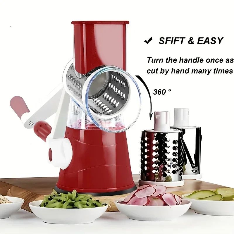 Rotary Vegetable Cutter Kitchen Shredder With Handle And Drum Blades 7