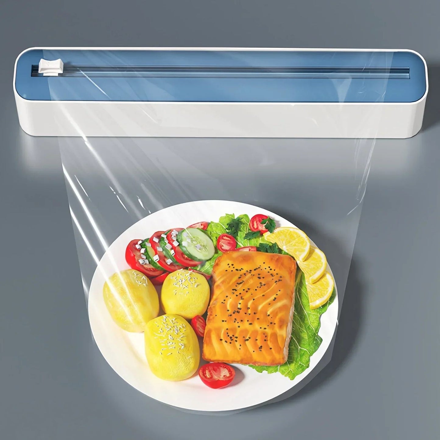 2in1 Plastic Wrap  Foil Dispenser  SuctionBase Kitchen Organizer With Slide Cutter 3
