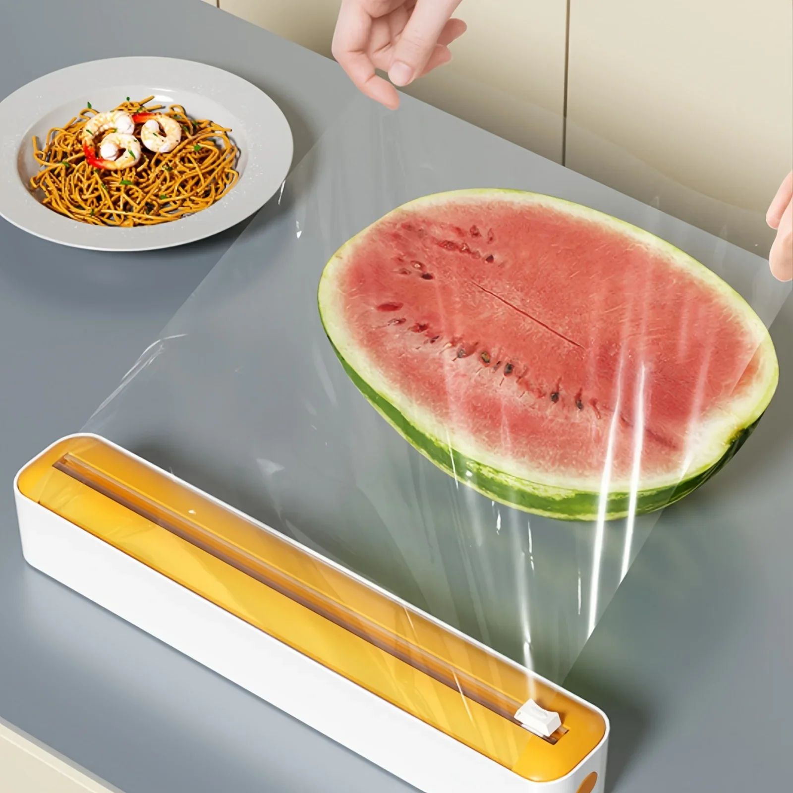 2in1 Plastic Wrap  Foil Dispenser  SuctionBase Kitchen Organizer With Slide Cutter 4
