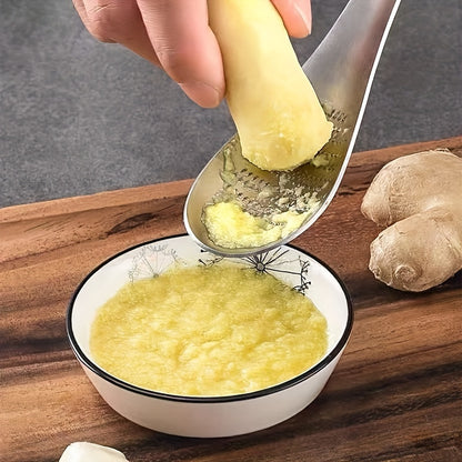 Stainless Steel Garlic Ginger Grater Spoon For Fruits Roots Vegetables 4