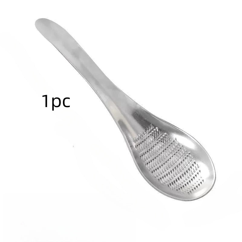 Stainless Steel Garlic Ginger Grater Spoon For Fruits Roots Vegetables 5