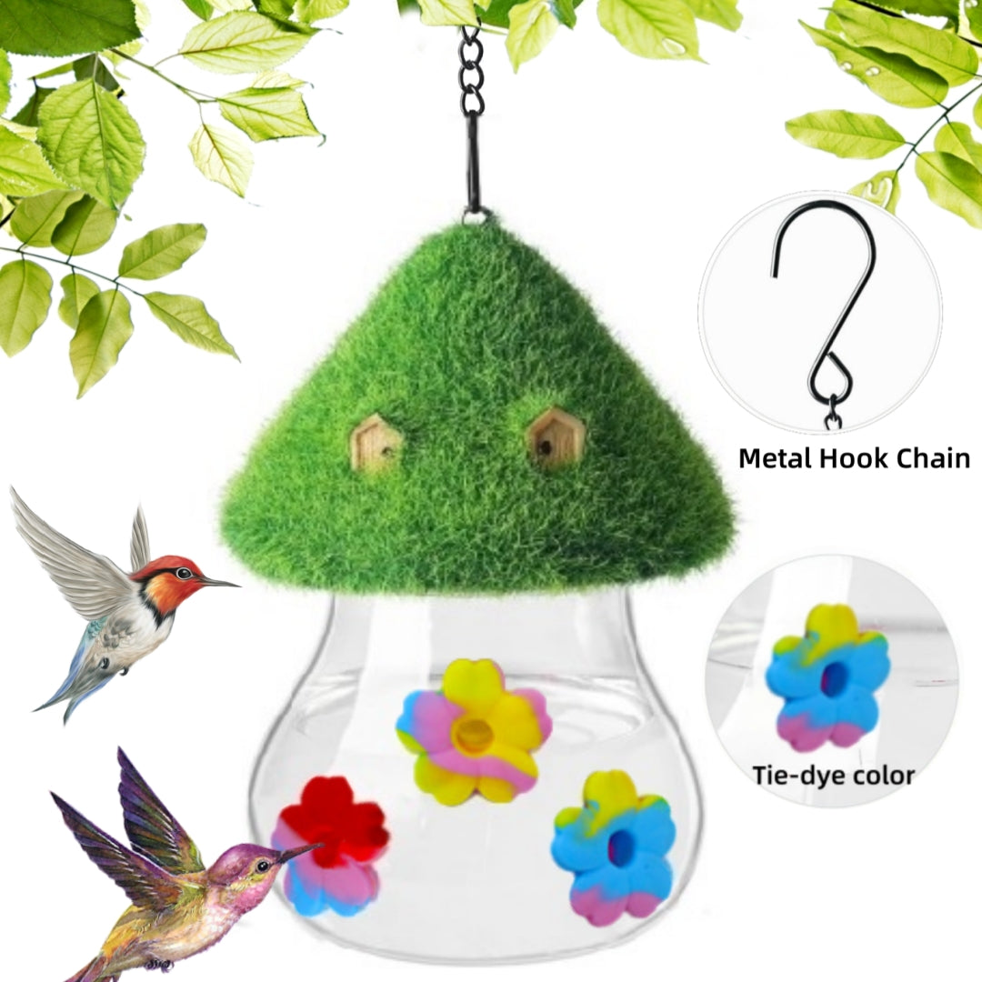 Mushrooms Wind Chimes, Hummingbird Feeder Bird, Hanging Station for Outdoor Garden Decor