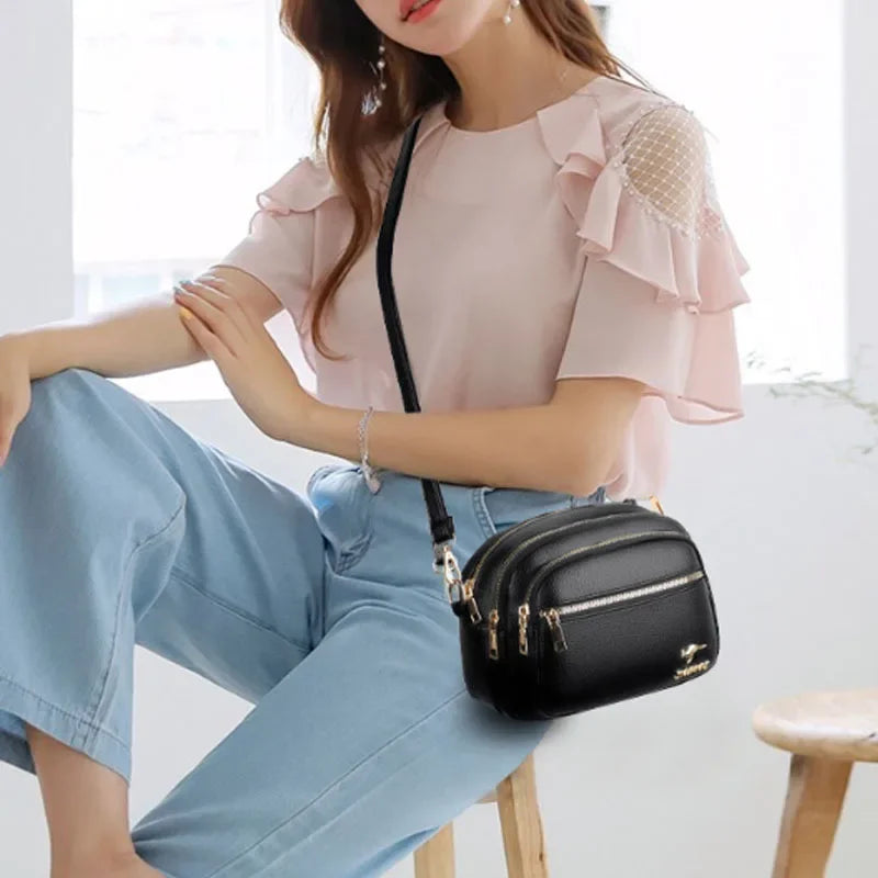Luxury Ladies Handbag With Multipocket Design High Quality Soft Leather Shoulder Messenger Bag 3