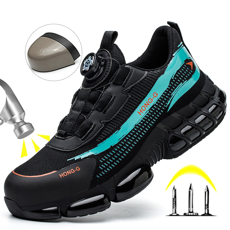 Rotary Buckle Men's Work Shoes Protective Safety Sneakers Steel Toe Industrial Puncture Proof Anti Smash Work Shoes