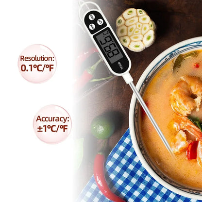 Digital Food Thermometer, BBQ Kitchen Water Oil Thermometer for Meat, Cooking Probe Oven Tools