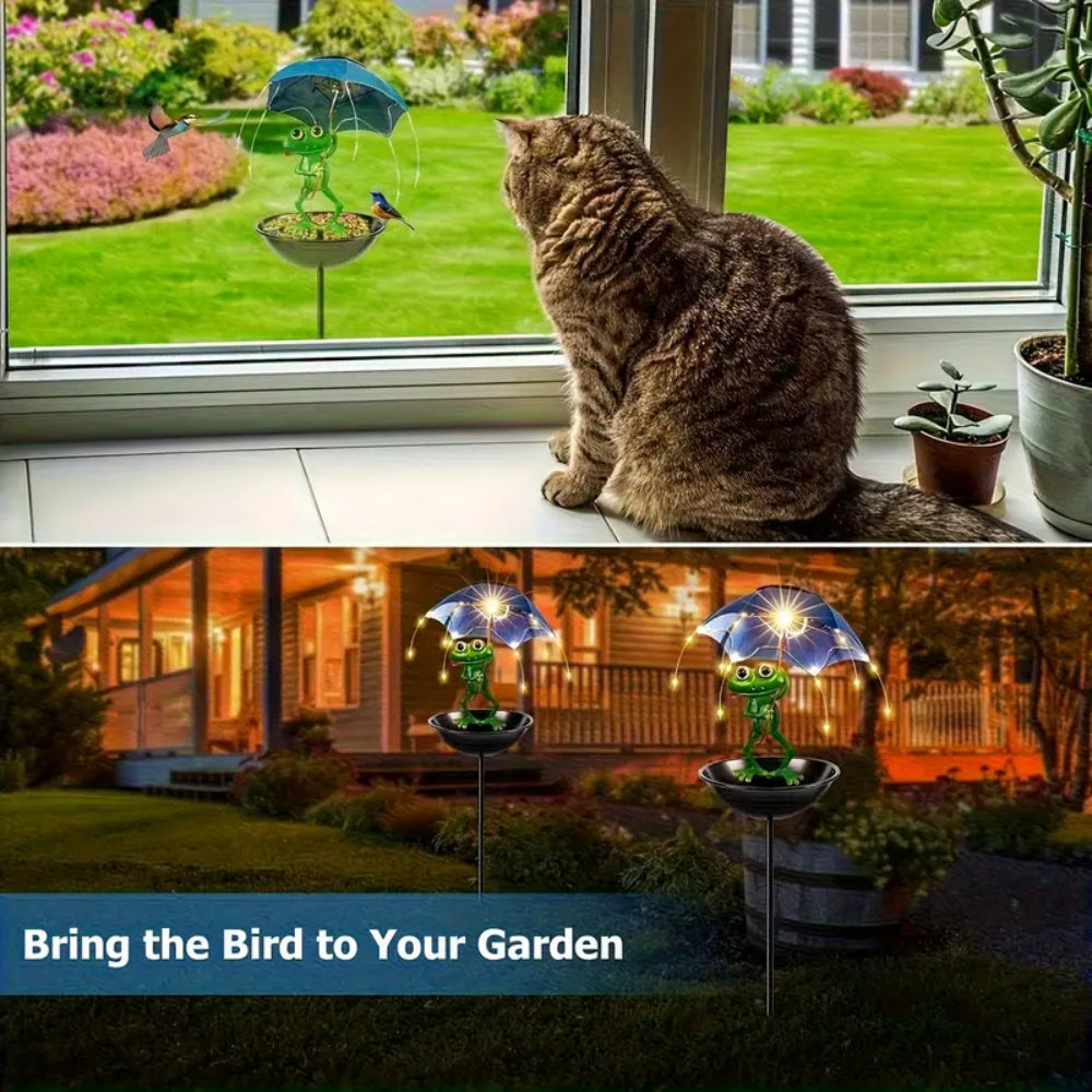 Frog Statue Solar Lawn Lamp Outdoor Hummingbird Feeding Dispenser Solar Powered LED Light String Fo 3