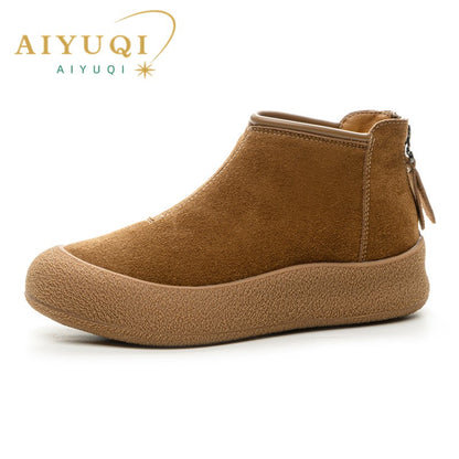 Genuine Leather Snow Boots Women Winter Short Shoes Thickened Warm Winter Boots Women