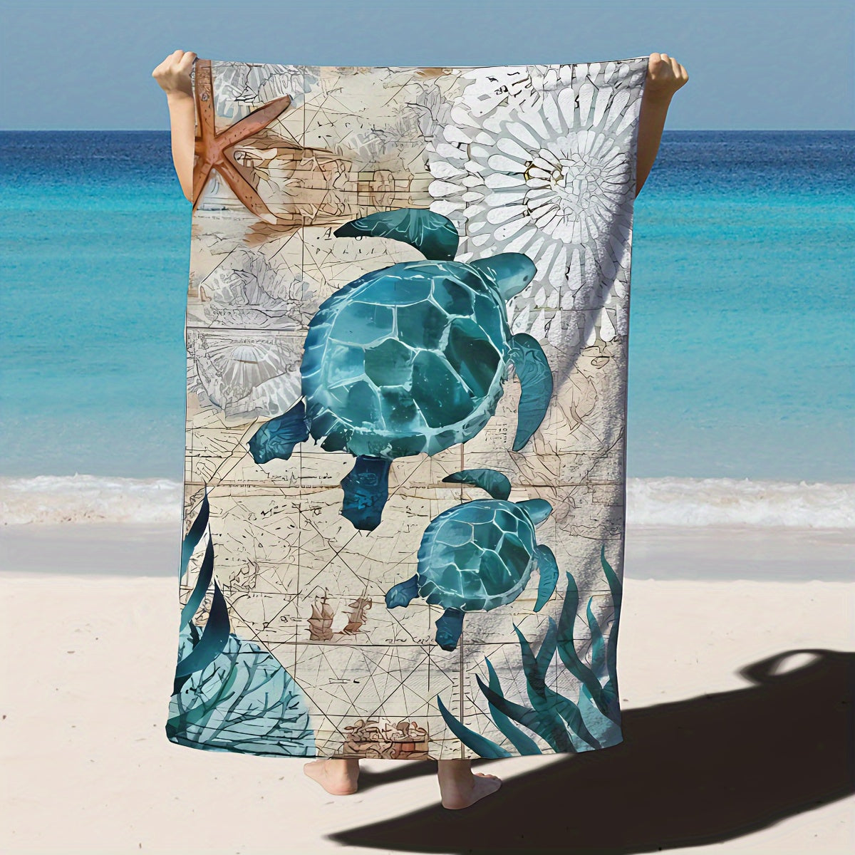 Turtle Beach Towel, Quick Drying, Stain and Sand Resistant, Multi-purpose Holiday Beach Towel