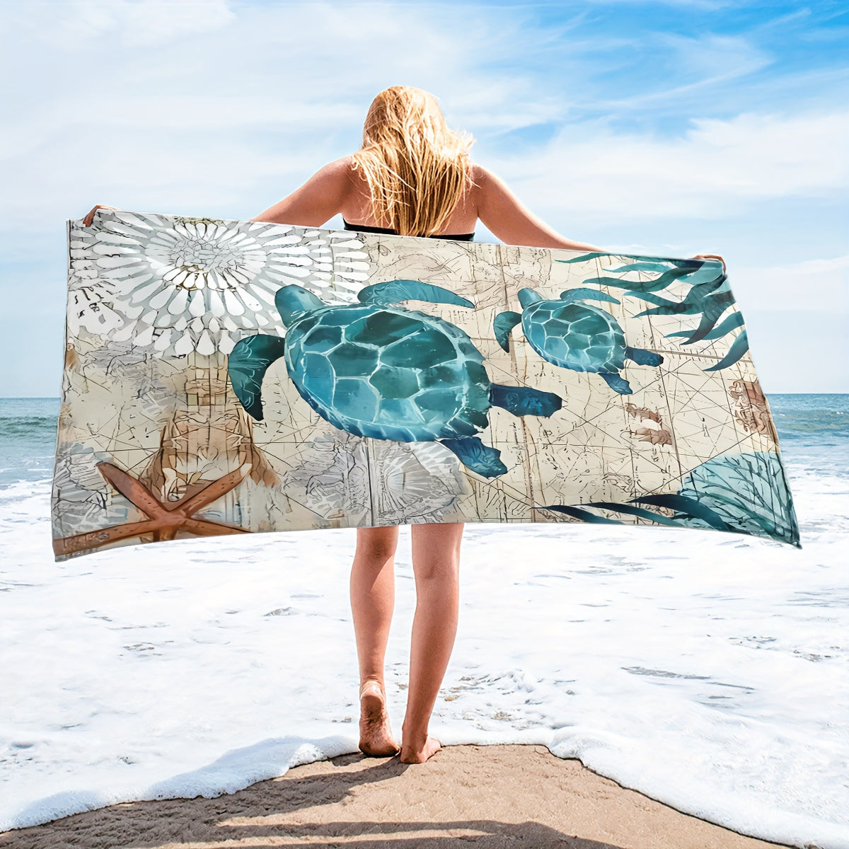 Turtle Beach Towel, Quick Drying, Stain and Sand Resistant, Multi-purpose Holiday Beach Towel