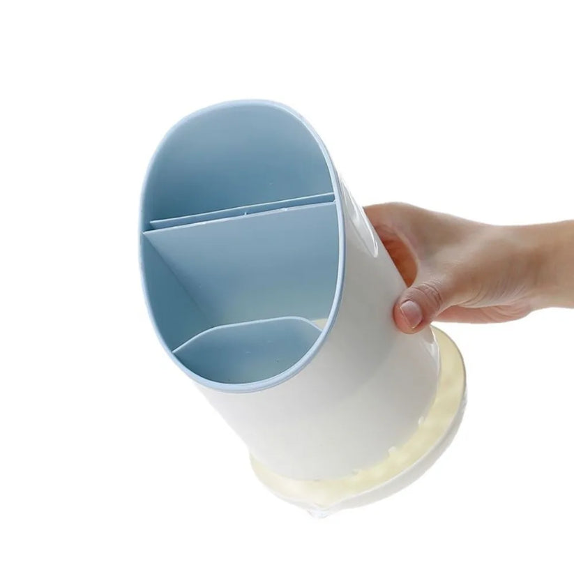 Space Saving Table ware Storage Rack with Tray, Detachable Chop stick Holder, and Drainage Hole
