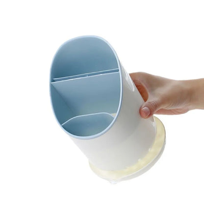 Space Saving Table ware Storage Rack with Tray, Detachable Chop stick Holder, and Drainage Hole