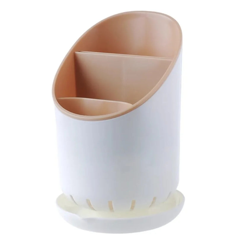 Space Saving Table ware Storage Rack with Tray, Detachable Chop stick Holder, and Drainage Hole