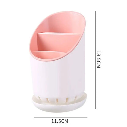 Space Saving Table ware Storage Rack with Tray, Detachable Chop stick Holder, and Drainage Hole