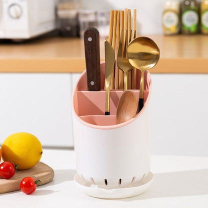 Space Saving Table ware Storage Rack with Tray, Detachable Chop stick Holder, and Drainage Hole